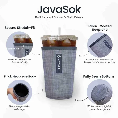 Vista 4 de Sok It JavaSok - Funda de neopreno aislada para taza de café helado y soda fría de la NHL (Boston Bruins, S: 16-20 onzas)
