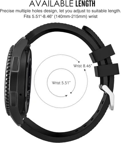 Vista 7 de Correa de reloj deportivo, marca MoKo, de silicona, para Samsung Gear S3, Negro