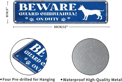 Vista 2 de Letreros de metal con texto en inglés «Beware of Dog» «Beware of Dog» «Beware of Dog» (Beware of Dog) «Beware of Dog» (Beware of Dog) «Beware of