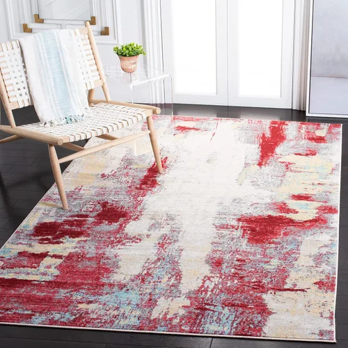 Vista 26 de SAFAVIEH Jasper Collection - Alfombra decorativa de 2 x 4 pies, azul y marfil, diseño abstracto moderno, no desprende pelusa y de fácil cuidado
