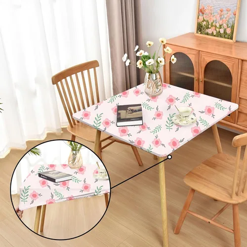 Vista 73 de Mantel ajustado blanco con elástico para mesas plegables de 48x48 pulgadas, manteles lavables y elásticos de elastano para mesas de cartas, manteles