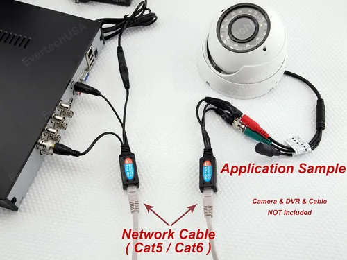 Vista 4 de Evertech 8 megapíxeles HD-CVI/TVI/AHD/CVBS Passive Video Audio Power Balun Cat5 Cat6 Transmisor de datos vía cable UTP - 4 pares