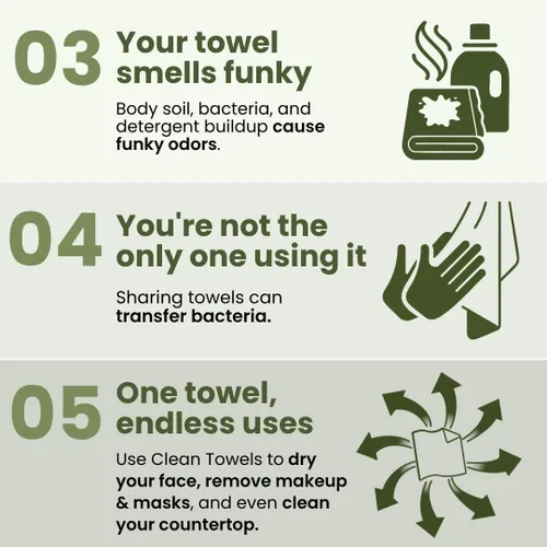 Vista 7 de Clean Skin Club Bamboo Viscose Clean Towels XL 100% USDA Toalla facial a base de biológicas USDA, toalla facial desechable, toallitas secas