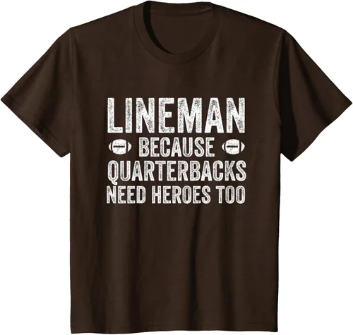 Vista 58 de Lineman Because Quarterbacks Need Heroes Camiseta de fútbol linieros S Negro