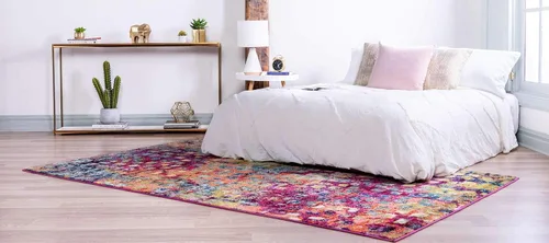 Vista 2 de Unique Loom Jardin Collection - Alfombra moderna, vibrante, abstracta y colorida (rectangular de 2 x 3 pies, multi/azul)