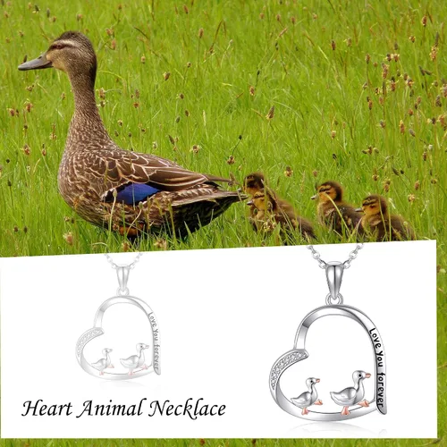 Vista 6 de JERWLI Animal Love Necklace 925 Sterling Silver Cute Animal Family Necklace Jewelry Gifts For Women Lover Mother