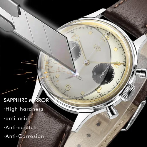 Vista 2 de Watches for Men Pilot Chronograph 38mm Original 1963 st1901 Movement Hand-Wound Sapphire Retro Men's Watches with Gooseneck