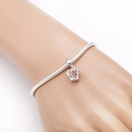 Vista 4 de Tiara - Abalorios colgantes de plata de ley 925 con circonita cúbica para pulsera europea