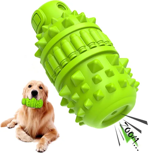 Vista 10 de PIFFZEDO Juguetes para perros para masticadores agresivos, juguete interactivo de goma natural con sonido y masticable para razas medianas solamente
