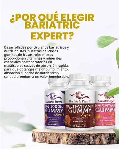 Vista 6 de Multivitamínico bariátrico, paquete de 3 gomitas multivitamínicas, 90 masticables - Gomitas D3 90 masticables - Gomitas de vitaminas