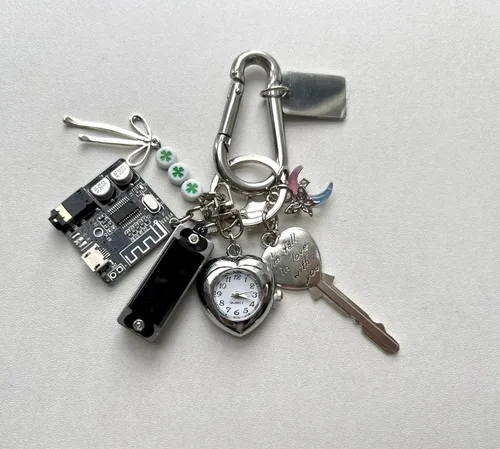 Vista 3 de Vintage Keychain Retro Pocket Watch Bag Charms for Handbag Y2k Emo Accessories Backpack Charms 2000s Grunge Aesthetic