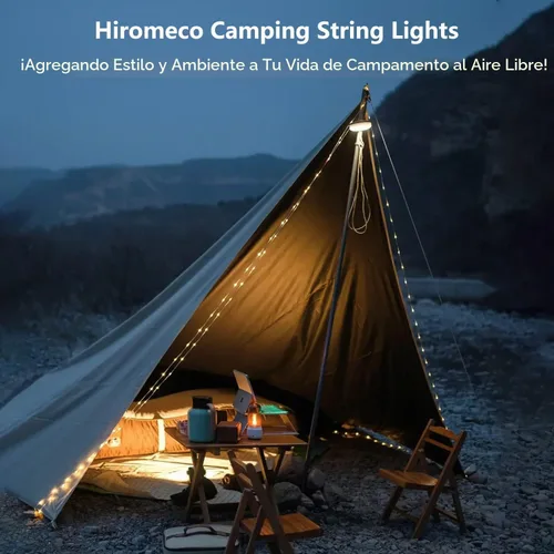 Vista 5 de Cadena de luces de campamento: tira de luces para exteriores con 5 modos de iluminación, recuperación rápida de 30 segundos, duradera e impermeable