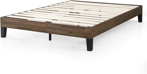 Vista 9 de Zinus Cama de plataforma de madera de acacia de 12 pulgadas, no necesita somier, soporte de listones de madera, tamaño matrimonial