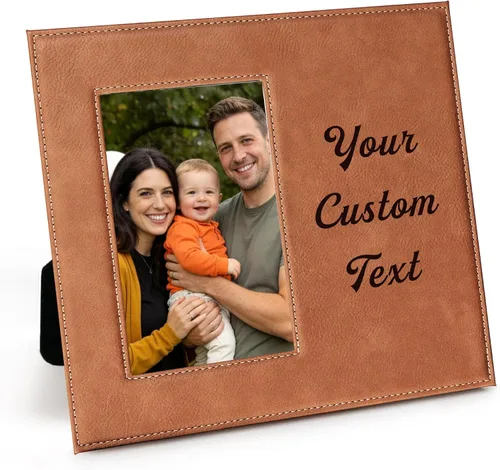 Vista 8 de Marco de fotos personalizado grabado con láser, marco de madera de 7 x 5 pulgadas, marco de fotos de madera personalizado, cualquier texto de regalo