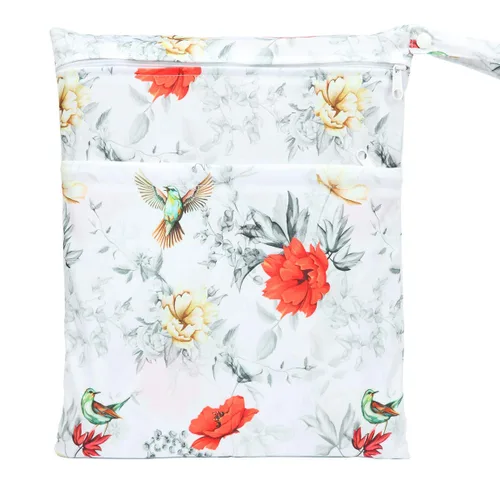 Vista 20 de Wet Bag - Bolsa de pañales de tela para bebé, reutilizable, lavable, con dos bolsillos con cremallera (mapache animal)