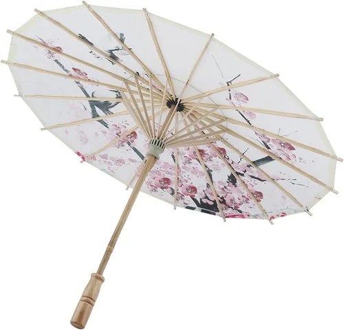 Vista 7 de Paraguas chino de papel japonés de 22 pulgadas, paraguas de papel engrasado, arte chino, clásico, paraguas de baile de ciruelo, paraguas asiático
