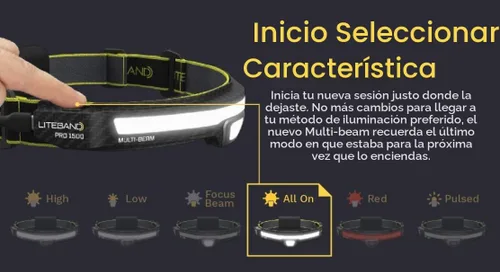 Vista 6 de LITEBAND PRO - Linterna frontal LED recargable multihaz, 1000 lúmenes