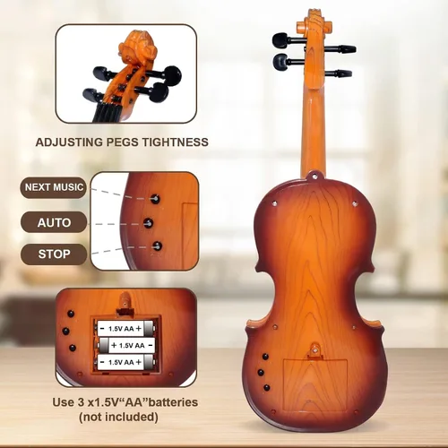 Vista 4 de Juguete de violín de 16 pulgadas para niños, juguetes de violín de 4 cuerdas, instrumentos musicales para niños, instrumento electrónico portátil
