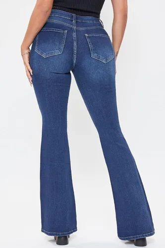 Vista 5 de YMI Pantalón de mezclilla clásico de tiro alto para mujer de talla alta, entrepierna larga