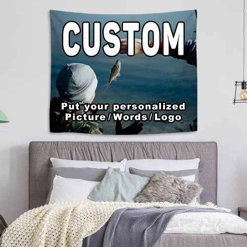 Vista 13 de KafePross Tapiz personalizado para colgar en la pared, 30 x 30 pulgadas, personaliza tu imagen, texto, dormitorio, pancarta para dormitorio