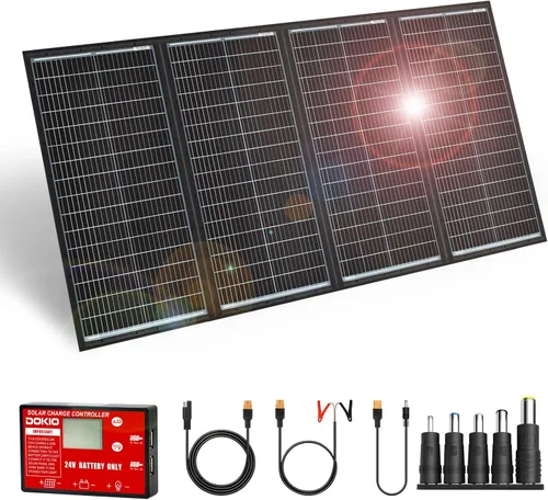 Vista 10 de Dokio XX panel solar monocristalino, plegable, de 12 voltios