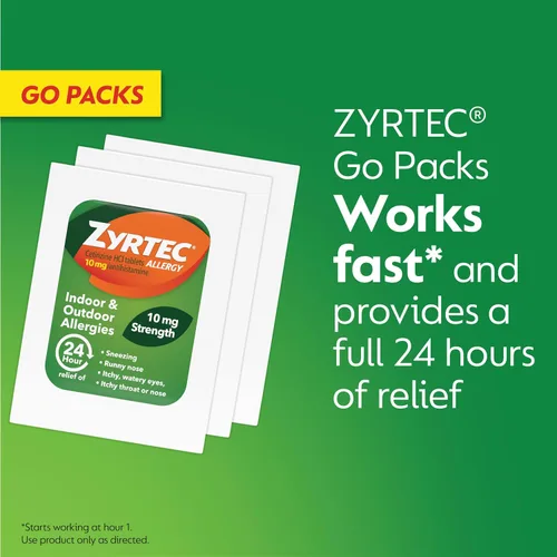 Vista 3 de Comprimidos de Alivio de Alergia de Zyrtec de 24 Horas, Antihistamínico para Alergias en Interiores y Exteriores + Cetirizina HCl, Alivio de Goteo