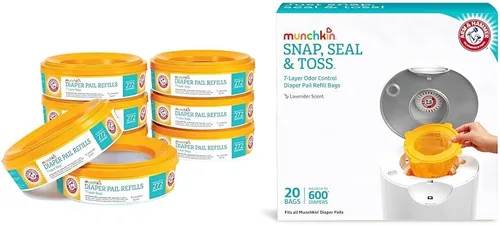 Vista 6 de Munchkin® Arm & Hammer - Anillos de repuesto para cubos de pañales, capacidad para hasta 272 pañales para recién nacidos, 1 paquete