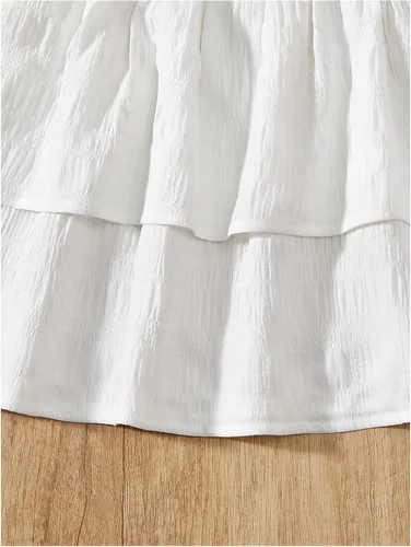 Vista 3 de RoseSeek Faldas de Capas Escalonadas Fruncidas Boho Smocked para Niña, Casuales, Lindas, de Cintura Alta, Plisadas, con Volantes, Fluidas, Elásticas