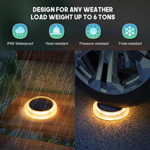Vista 4 de WILLED Luces solares para escalones – Luces solares para terraza al aire libre IP65 impermeables, paquete de 4 – blanco cálido, alimentado por
