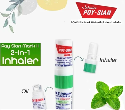 Vista 8 de POY-SIAN Mark II - Inhalador nasal de aromaterapia mentol, remedio natural a base de hierbas con aceites esenciales refrescantes Poysian