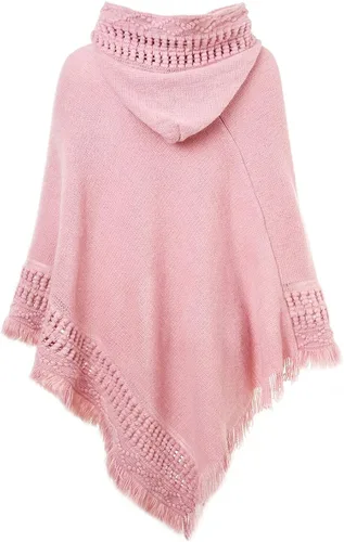 Vista 2 de Capa con capucha Ferand con flequillo en el dobladillo patrones de ganchillo para tejer poncho para mujer