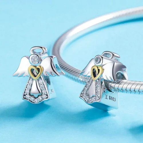 Vista 3 de LAMOONY Abalorio de girasol de plata de ley 925 con diseño de flor para pulsera Pandora