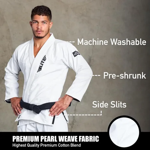 Vista 2 de Elite Sports - Kimono para hombres, gi, aprobado por la IBJJF, tela pre-encogida con cinturón para Jiu Jitsu brasileño (ver guía de tallas)