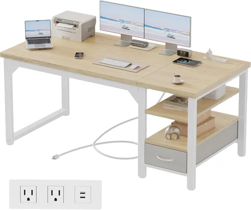 Vista 69 de Mericonia Escritorio para computadora, escritorio de juegos para espacios pequeños, mesa de estilo moderno y simple para oficina en casa, mesa