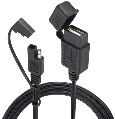 Vista 4 de Cable SAE a USB de 18 AWG, SAE a 2.1 A, adaptador de conector de enchufe de alimentación de puerto USB impermeable con cubierta a prueba de polvo