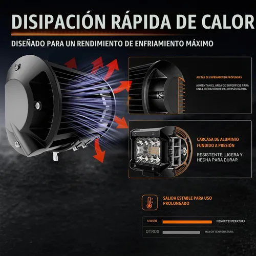 Vista 8 de ASLONG 4 unidades de luces LED estroboscópicas de 4 pulgadas, blanco/amarillo ámbar, barra de luz LED antiniebla de conducción con abrazadera