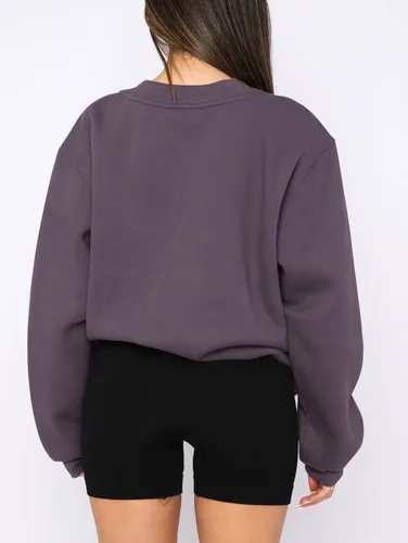 Vista 2 de Beaully Women's Oversized Crewneck Long Sleeve Sweatshirts Casual Solid Pullover Sweatshirt Tops Shirts