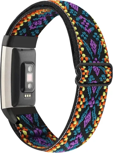 Vista 6 de YONWORTH - Banda elástica ajustable para reloj compatible con Fitbit Charge 2. Correa de nailon elástica, suave para muñecas. Pulsera deportiva