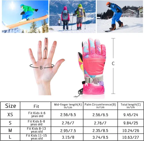 Vista 7 de BOSONER Guantes de esquí y snowboard, guantes cálidos impermeables de invierno, guantes de nieve para clima frío para hombres, mujeres, niños