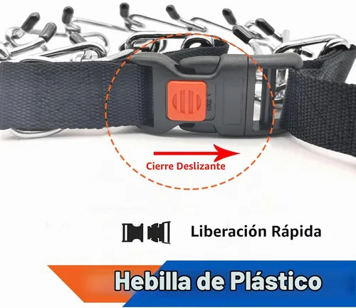 Vista 5 de Supet Collar de punta para perro, collar de estrangulador ajustable para perro con hebilla de liberación rápida/cubierta de nailon para perros Negro