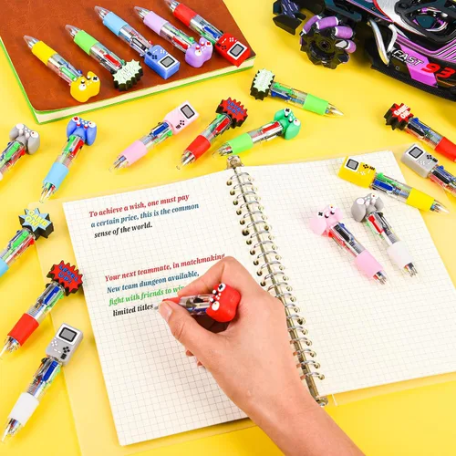 Vista 4 de LiYiQ 25 Piezas Bolígrafos Multicolores de Videojuegos en Uno de Dibujos Animados Lindos y Divertidos 4-en-1 Bolígrafos Lindos a Granel Kawaii