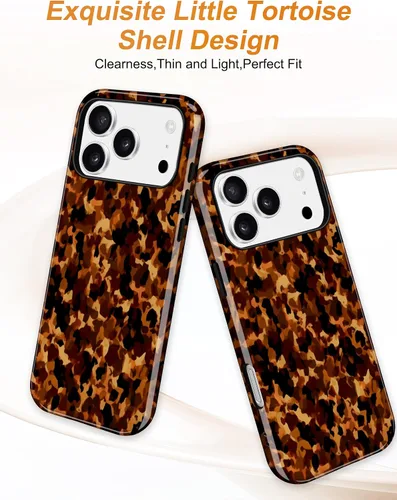 Vista 110 de Jusy Funda compatible con MagSafe con estampado de caparazón de tortuga marrón para iPhone 7/8/SE, cubierta protectora de TPU suave magnética
