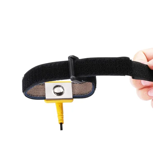 Vista 5 de Correa de muñeca antiestática, pulsera de conexión a tierra antiestática de 11 pulgadas con clip de cocodrilo y cable largo extensible, se adapta a