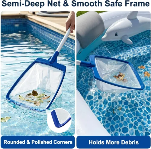 Vista 4 de POOLAZA Red de desnatador para bañera de hidromasaje, malla fina con mango de aluminio extensible de 35 pulgadas, para bañera de hidromasaje