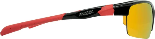 Vista 3 de Maxx HD Switchback - Lentes de sol deportivos con espejo TR90 negro y rojo medio marco y lentes ámbar, Rojo, Frame Width 140.0 mm