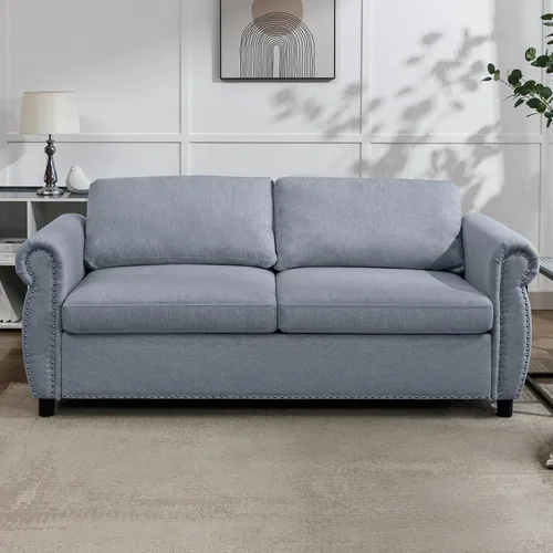 Vista 2 de PUREMIND Sofá cama extraíble 2 en 1 tamaño Queen, sofá biplaza tapizado con colchón de espuma viscoelástica, sofá cama con ribete de cabeza