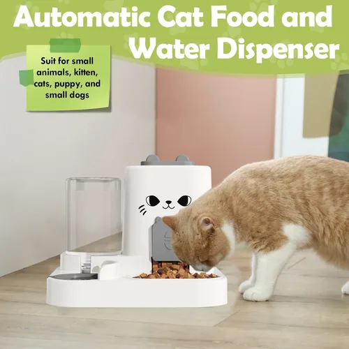 Vista 6 de Alimentador automático para mascotas de 1.6 L y dispensador de agua de 0.6 L, dispensador automático de alimentos y agua para gatos, alimentador por