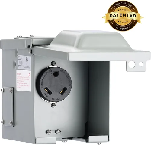 Vista 8 de RVGUARD Caja de toma de corriente de 30 amperios, 125 voltios, cerrada, resistente a la intemperie, NEMA TT-30R, panel de receptáculo eléctrico al