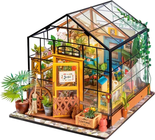 Vista 9 de ROBOTIME Kit de casa en miniatura con accesorios DIY Mini casa de muñecas con tienda diminuta Kit de fabricación con luz LED Hobby Regalos