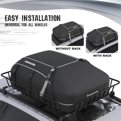 Vista 2 de Portaequipajes para techo de vehículo, portaequipajes de cubierta suave, bolsa de techo impermeable para coche resistente sin estante